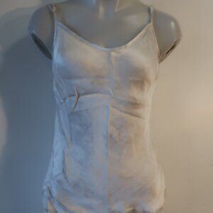 Womens Nation LTD Ecru Marble Adjustable Strap Fringe Trim Sleeveless Tank Top M